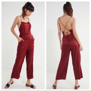 Urban Outfitters Lily Leopard Lace-Up Jumpsuit